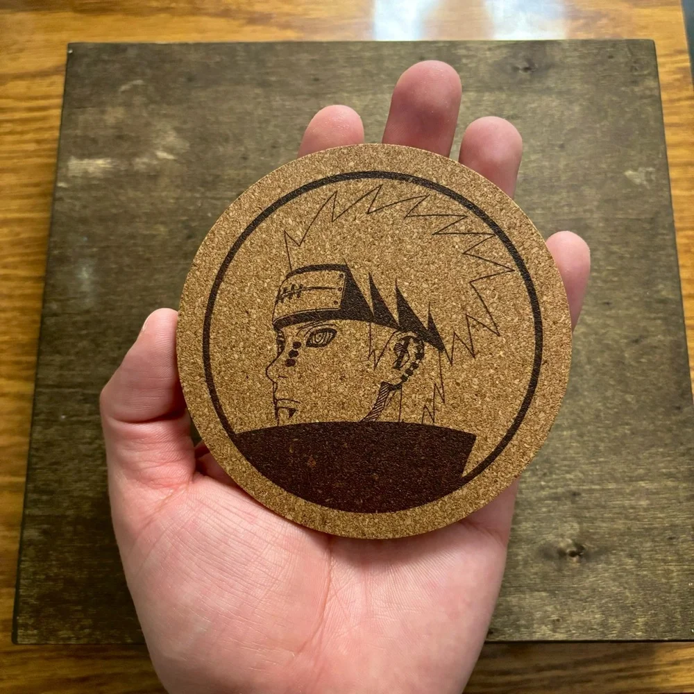 Naruto Pain Akatsuki Laser Engraved Cork Coaster #3